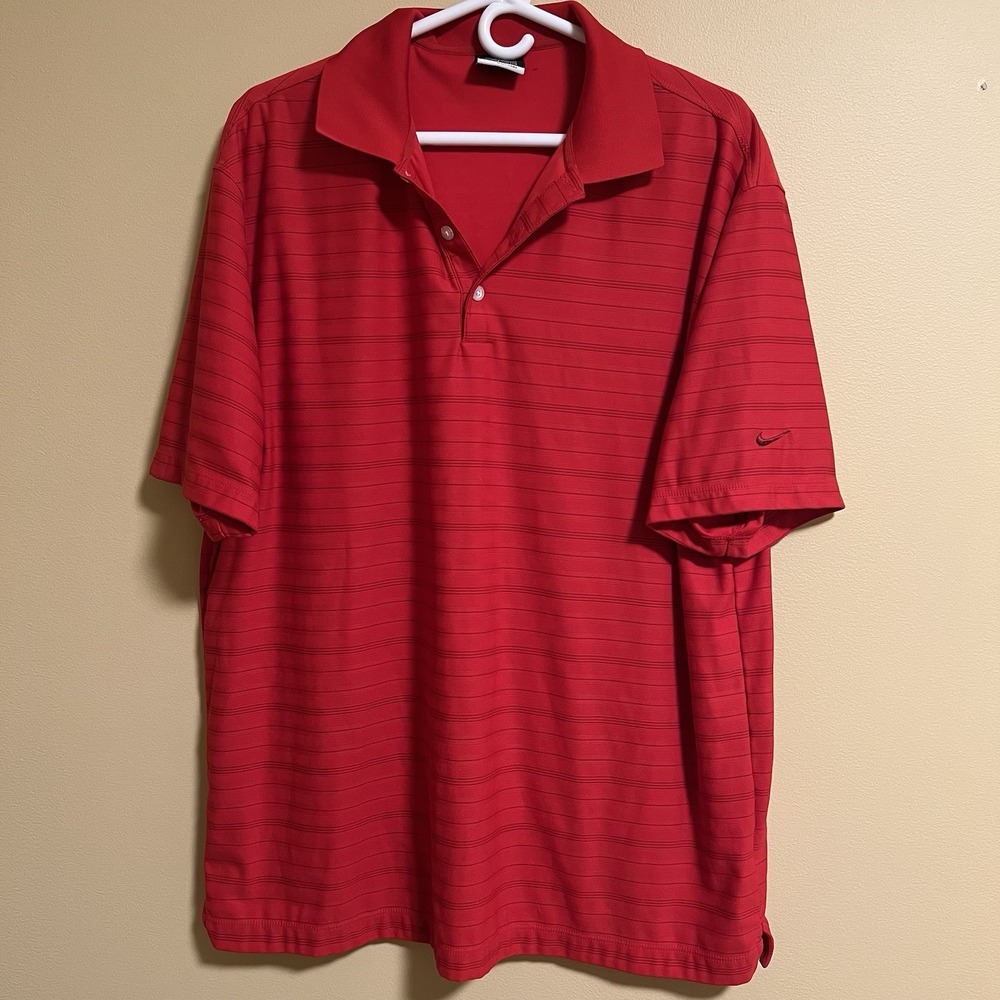 Nike Golf Men's Dri Fit Polo Short sleeve Size XL Red Stripe